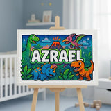 Azrael Name Art - Dinosaur Adventure personalized wall print for kids