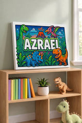 Azrael Name Art - Dinosaur Adventure personalized wall print for kids
