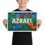 Azrael Name Art - Dinosaur Adventure personalized wall print for kids