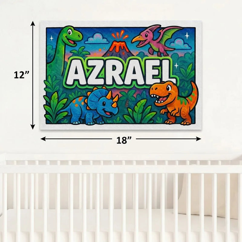 Azrael Name Art - Dinosaur Adventure personalized wall print for kids