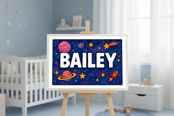 "Bailey" Amongst the Stars Personalized Space Artwork