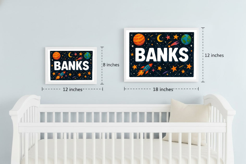 Personalized space nursery art for kids – Banks name print