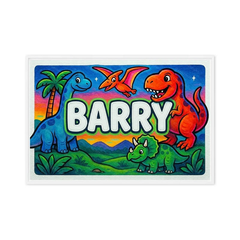 Barry Name Art - Dinosaur Adventure personalized wall print for kids