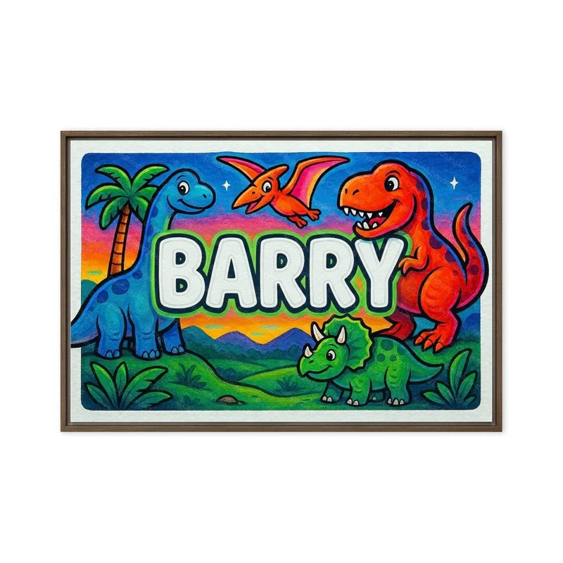 Barry Name Art - Dinosaur Adventure personalized wall print for kids