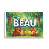 Beau Name Art - Forest Friends personalized wall print for kids