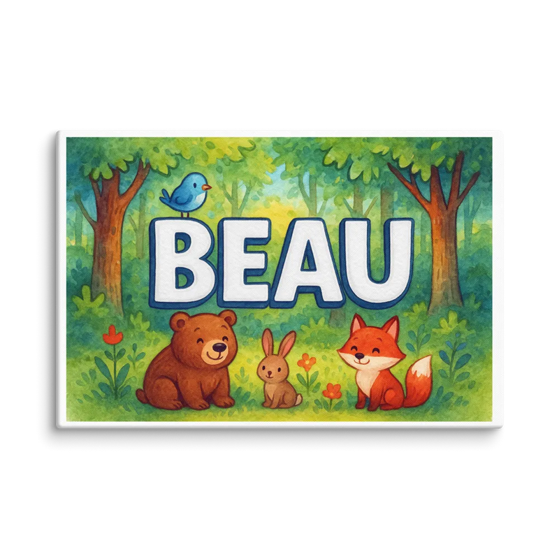 Beau Name Art - Forest Friends personalized wall print for kids
