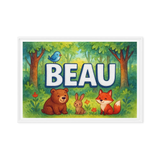 Beau Name Art - Forest Friends personalized wall print for kids