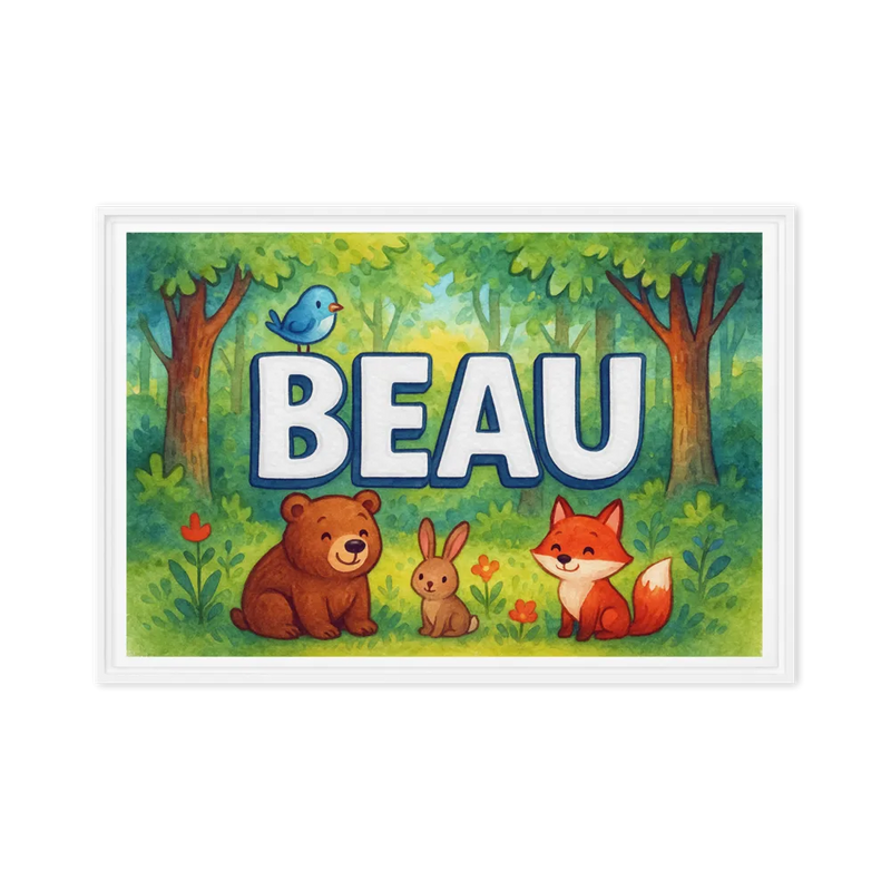 Beau Name Art - Forest Friends personalized wall print for kids