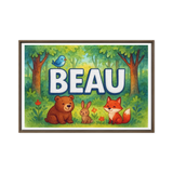 Beau Name Art - Forest Friends personalized wall print for kids