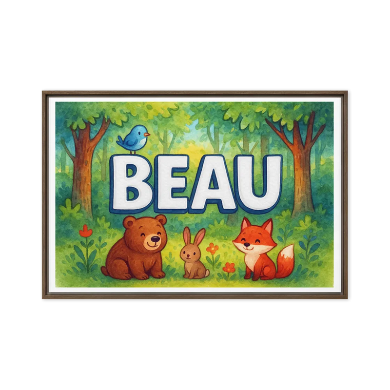 Beau Name Art - Forest Friends personalized wall print for kids