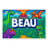 Beau Name Art - Dinosaur Adventure personalized wall print for kids