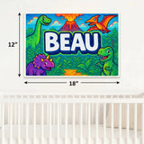Beau Name Art - Dinosaur Adventure personalized wall print for kids