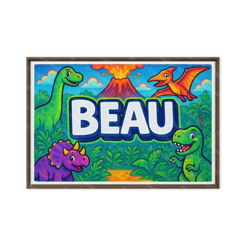 Beau Name Art - Dinosaur Adventure personalized wall print for kids