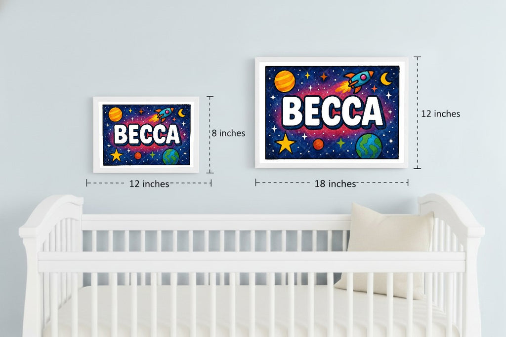 Personalized space nursery art for kids – Becca name print