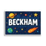 Beckham Name Art - Space Explorers personalized wall print for kids