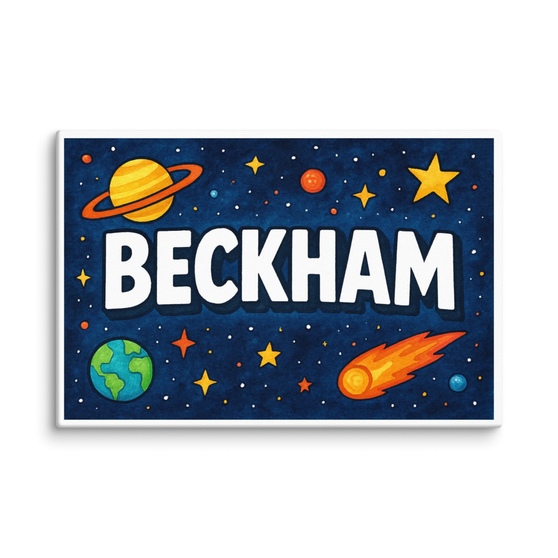 Beckham Name Art - Space Explorers personalized wall print for kids