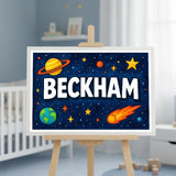 Beckham Name Art - Space Explorers personalized wall print for kids