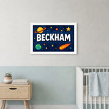 Beckham Name Art - Space Explorers personalized wall print for kids