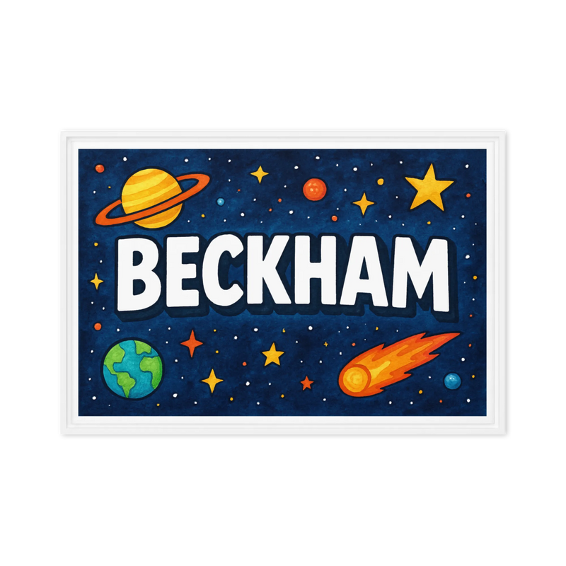 Beckham Name Art - Space Explorers personalized wall print for kids