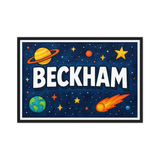 Beckham Name Art - Space Explorers personalized wall print for kids
