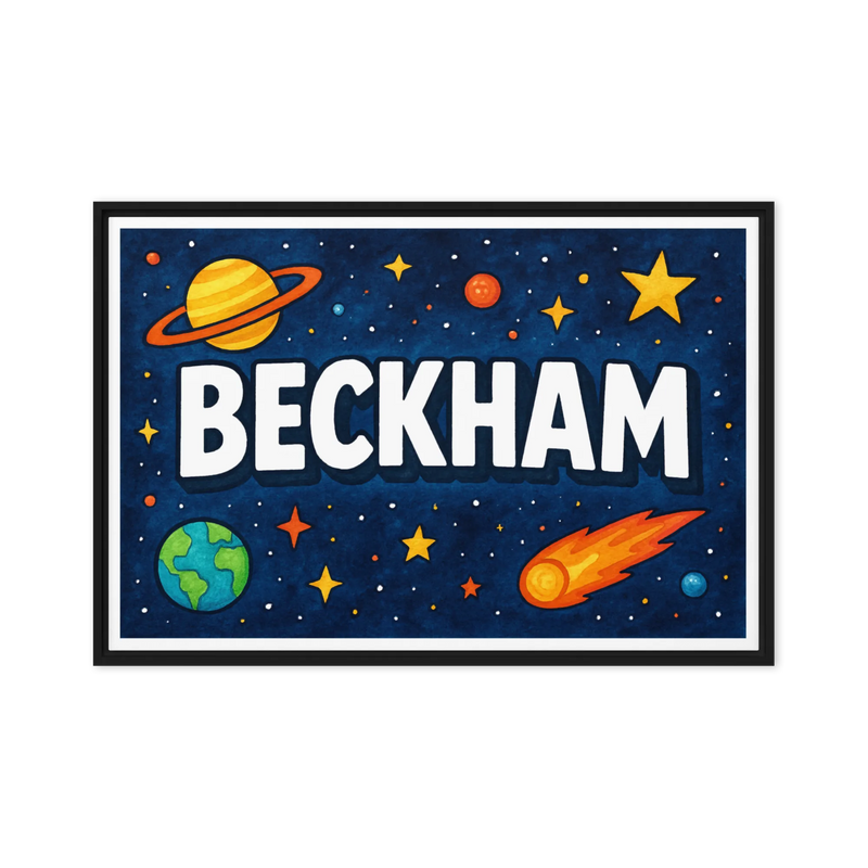 Beckham Name Art - Space Explorers personalized wall print for kids
