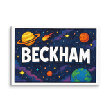 Beckham Name Art - Space Explorers personalized wall print for kids