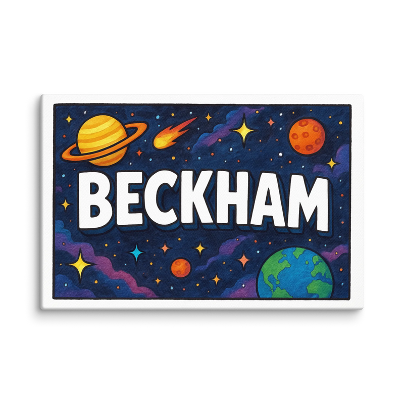 Beckham Name Art - Space Explorers personalized wall print for kids