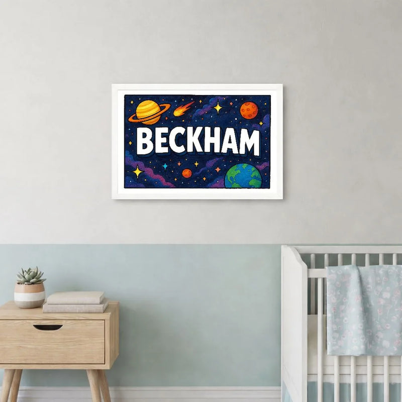 Beckham Name Art - Space Explorers personalized wall print for kids