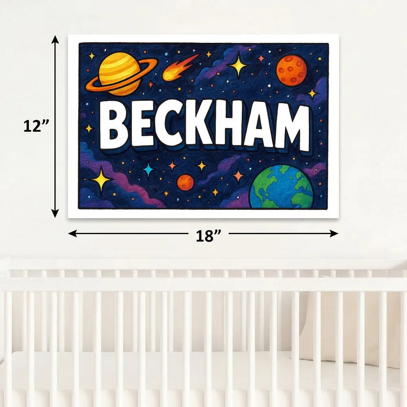 Beckham Name Art - Space Explorers personalized wall print for kids