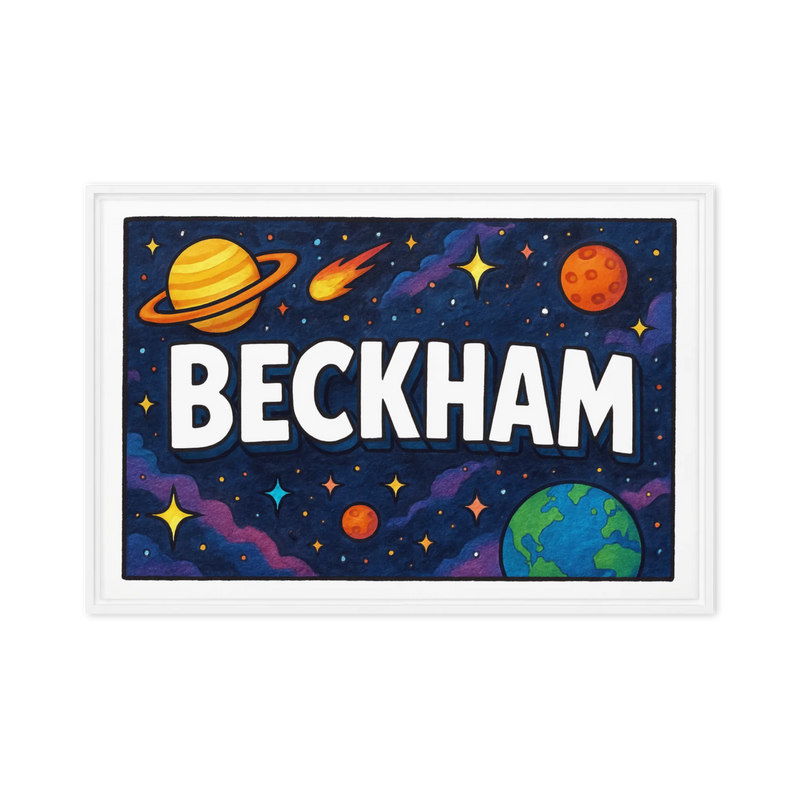 Beckham Name Art - Space Explorers personalized wall print for kids
