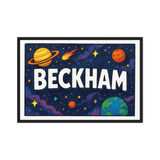 Beckham Name Art - Space Explorers personalized wall print for kids