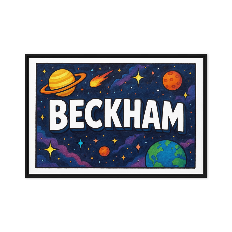 Beckham Name Art - Space Explorers personalized wall print for kids