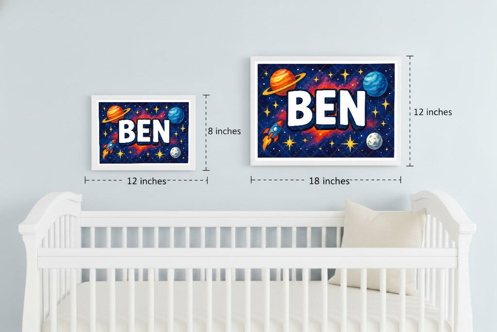 Personalized space nursery art for kids – Ben name print