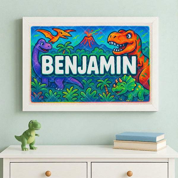 Benjamin’s Dinosaur Adventure Personalized Art