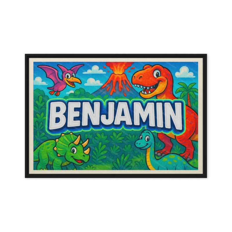 Benjamin Name Art - Dinosaur Adventure personalized wall print for kids