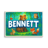 Bennett Name Art - Forest Friends personalized wall print for kids