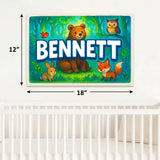 Bennett Name Art - Forest Friends personalized wall print for kids