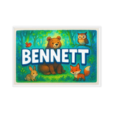 Bennett Name Art - Forest Friends personalized wall print for kids