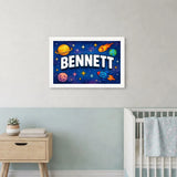 Bennett Name Art - Space Explorers personalized wall print for kids