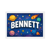 Bennett Name Art - Space Explorers personalized wall print for kids