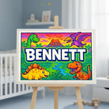 Bennett Name Art - Dinosaur Adventure personalized wall print for kids