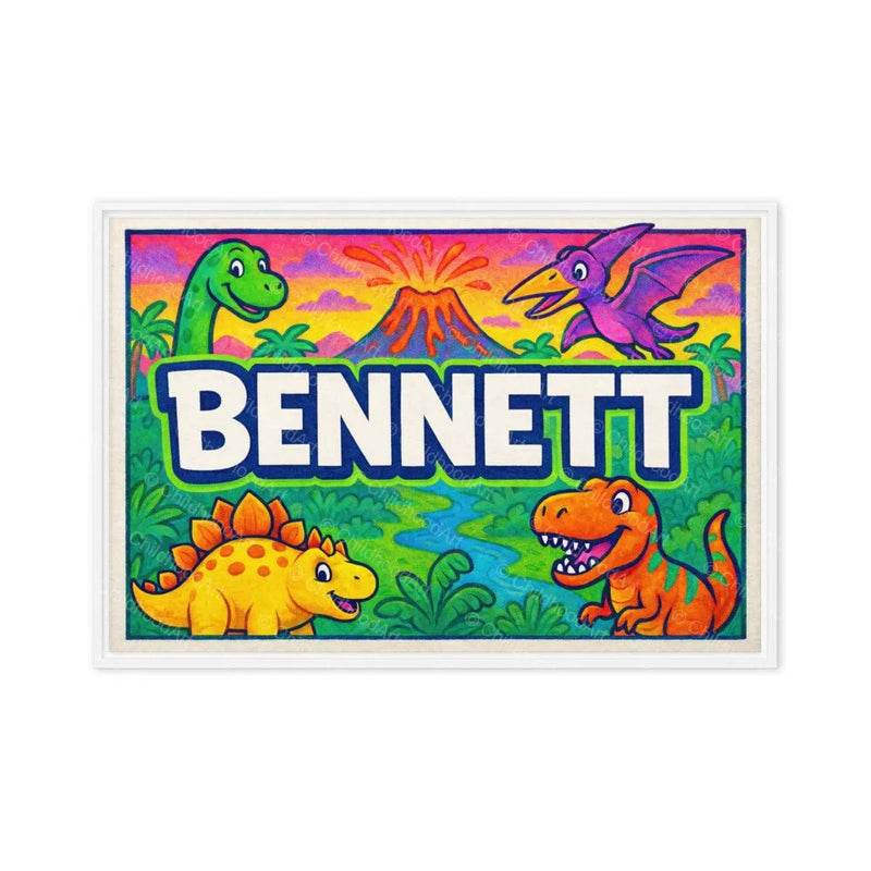 Bennett Name Art - Dinosaur Adventure personalized wall print for kids