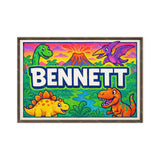 Bennett Name Art - Dinosaur Adventure personalized wall print for kids