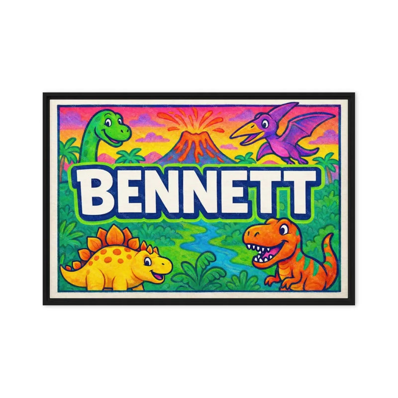 Bennett Name Art - Dinosaur Adventure personalized wall print for kids