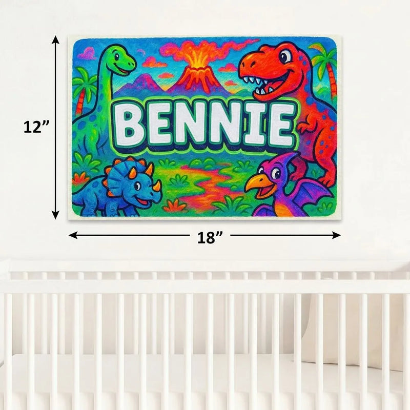 Bennie Name Art - Dinosaur Adventure personalized wall print for kids