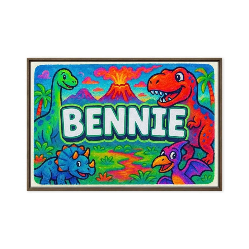 Bennie Name Art - Dinosaur Adventure personalized wall print for kids