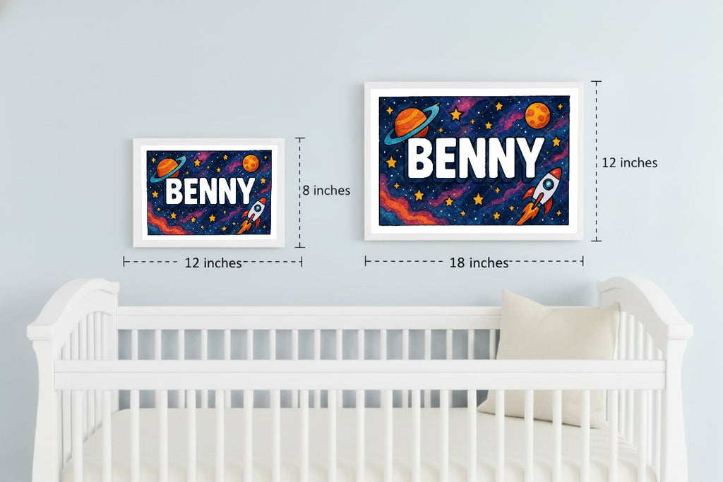 Personalized space nursery art for kids – Benny name print