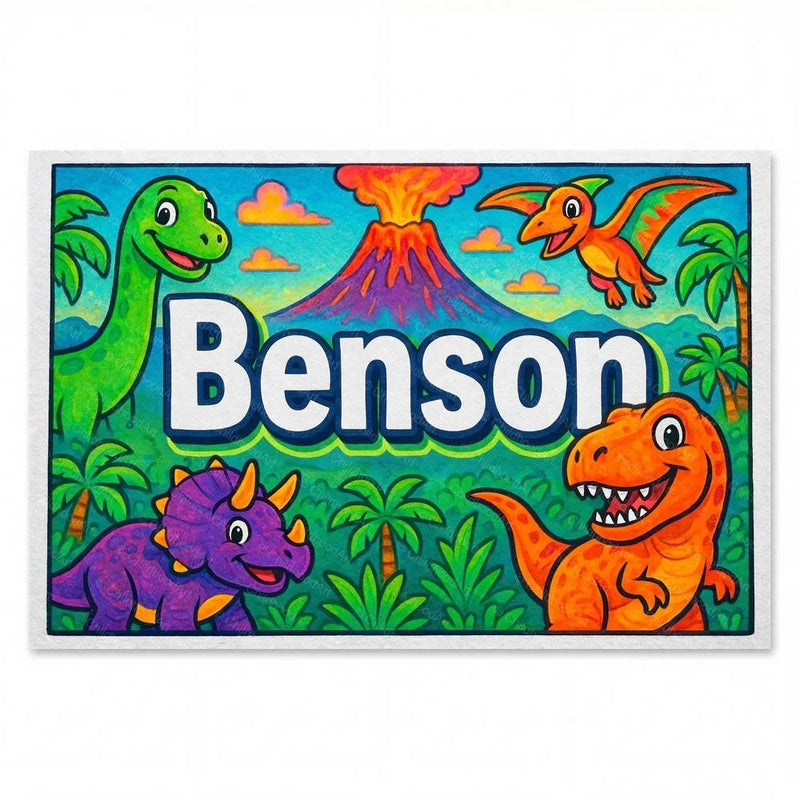 Benson Name Art - Dinosaur Adventure personalized wall print for kids