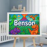 Benson Name Art - Dinosaur Adventure personalized wall print for kids