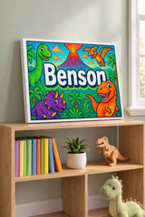 Benson Name Art - Dinosaur Adventure personalized wall print for kids